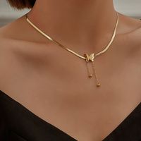 European And American Jewelry Special Interest Light Luxury Stainless Steel Real Gold Frosted Butterfly Pendant Exquisite Tassel Snake Bones Chain Clavicle Necklace main image 1