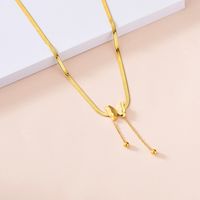 European And American Jewelry Special Interest Light Luxury Stainless Steel Real Gold Frosted Butterfly Pendant Exquisite Tassel Snake Bones Chain Clavicle Necklace main image 4