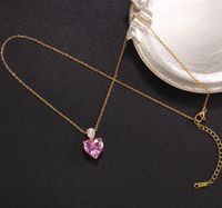 Mode Herzform Kupfer Überzug Zirkon Halskette Mit Anhänger sku image 2