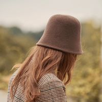 Foreign Trade Cross-border New Arrival Wool Warm Ear Protection Soft Bucket Hat Simple And Elegant Temperament Solid Color New Bucket Hat main image 4