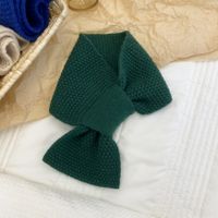 Dongdaemun Same Product Solid Color Scarf Knitted Scarf Winter Warm Parent-child Small Scarf Women's Cross Wool Scarf sku image 1