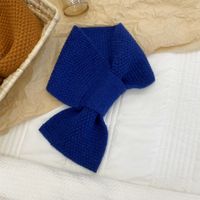 Dongdaemun Same Product Solid Color Scarf Knitted Scarf Winter Warm Parent-child Small Scarf Women's Cross Wool Scarf sku image 5