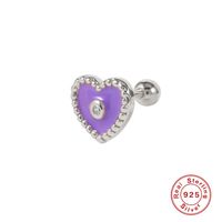 1 Pieza Estilo Simple Forma De Corazón Enchapado Plata Esterlina Pendientes sku image 11