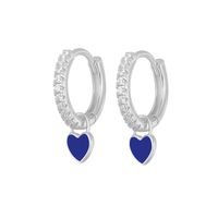 1 Paar Mode Herzform Überzug Sterling Silber Zirkon Ohrringe sku image 6