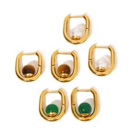 Fashion U Shape Stainless Steel Plating Inlay Artificial Gemstones Earrings 1 Pair main image 5
