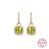 Ins Style Square Sterling Silver Inlay Zircon Drop Earrings 1 Pair sku image 1