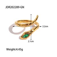 Fashion Snake Stainless Steel Plating Inlay Artificial Diamond Open Ring 1 Piece sku image 1