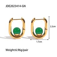 Fashion U Shape Stainless Steel Plating Inlay Artificial Gemstones Earrings 1 Pair sku image 2