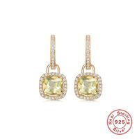 Ins Style Square Sterling Silver Inlay Zircon Drop Earrings 1 Pair main image 3