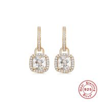 Ins Style Square Sterling Silver Inlay Zircon Drop Earrings 1 Pair sku image 2