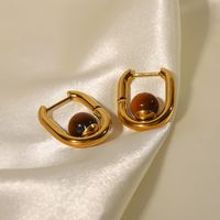 Fashion U Shape Stainless Steel Plating Inlay Artificial Gemstones Earrings 1 Pair main image 2
