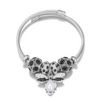 Fashion Bee Titanium Steel Inlay Artificial Pearls Rhinestones Bangle 1 Piece sku image 4