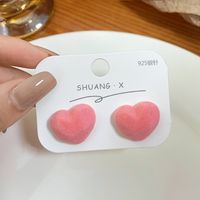 Sweet Heart Shape Flocking Women's Ear Studs 1 Pair sku image 12
