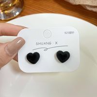 Sweet Heart Shape Flocking Women's Ear Studs 1 Pair sku image 3