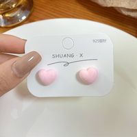 Sweet Heart Shape Flocking Women's Ear Studs 1 Pair sku image 4