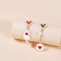 1 Pair Cartoon Style Rabbit Dinosaur Heart Shape Enamel Alloy Artificial Pearls Drop Earrings sku image 8