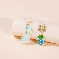 1 Pair Cartoon Style Rabbit Dinosaur Heart Shape Enamel Alloy Artificial Pearls Drop Earrings main image 2