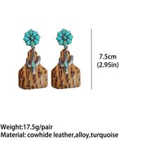 Retro Cactus Flower Pu Leather Alloy Inlay Turquoise Women's Drop Earrings 1 Pair main image 4