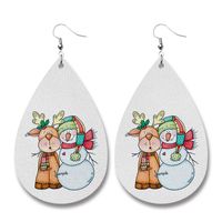 1 Pair Fashion Snowman Snowflake Elk Pu Leather Iron Drop Earrings sku image 2