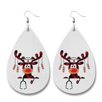 1 Pair Fashion Snowman Snowflake Elk Pu Leather Iron Drop Earrings sku image 3
