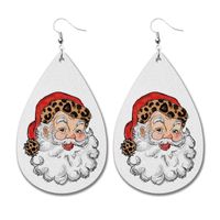Retro Santa Claus Cattle Flower Pu Leather Water Drop Christmas Women's Drop Earrings 1 Pair sku image 9