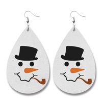 1 Pair Fashion Snowman Snowflake Elk Pu Leather Iron Drop Earrings sku image 5