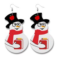 1 Pair Fashion Snowman Snowflake Elk Pu Leather Iron Drop Earrings main image 2