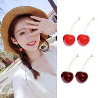Fashion Sweet Cherry Fruit Synthetic Resin Alloy Fruit Resin Women's Earrings 1 Pair main image 4