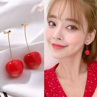 Fashion Sweet Cherry Fruit Synthetic Resin Alloy Fruit Resin Women's Earrings 1 Pair main image 2
