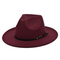 Unisex Retro Solid Color Sewing Flat Eaves Fedora Hat main image 2