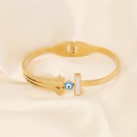 Brazalete De Circón De Acero Inoxidable Con Revestimiento De Ojo De Moda 1 Pieza sku image 3