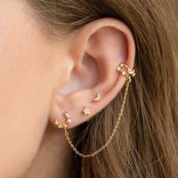 Fashion Star Moon Tassel Copper Inlay Artificial Pearls Zircon Earrings 3 Piece Set main image 1