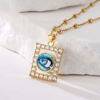 Fashion Eye Copper Gold Plated Zircon Pendant Necklace 1 Piece main image 4