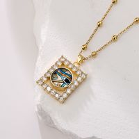 Fashion Eye Copper Gold Plated Zircon Pendant Necklace 1 Piece main image 2