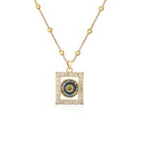 Fashion Eye Copper Gold Plated Zircon Pendant Necklace 1 Piece sku image 10