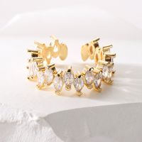 Fashion Geometric Copper Gold Plated Zircon Open Ring 1 Piece main image 2