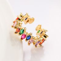Fashion Geometric Copper Gold Plated Zircon Open Ring 1 Piece main image 4