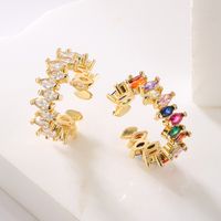 Fashion Geometric Copper Gold Plated Zircon Open Ring 1 Piece main image 1