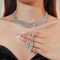Women's Luxury Fashion Rhombus Alloy Rhinestone Earrings Necklace Jewelry Set Plating Diamond Rhinestone 1 Set sku image 18