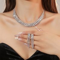 Frau Luxus Mode Raute Legierung Strass Steine Ohrringe Halskette Schmuck-set Überzug Diamant Strass Steine 1 Satz sku image 15