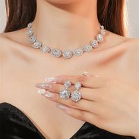 Women's Luxury Fashion Rhombus Alloy Rhinestone Earrings Necklace Jewelry Set Plating Diamond Rhinestone 1 Set sku image 16