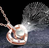 Fashion Heart Shape Titanium Steel Plating Hollow Out Inlay Zircon Pendant Necklace 1 Piece sku image 7