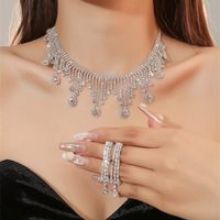 Women's Luxury Fashion Rhombus Alloy Rhinestone Earrings Necklace Jewelry Set Plating Diamond Rhinestone 1 Set sku image 22