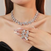 Women's Luxury Fashion Rhombus Alloy Rhinestone Earrings Necklace Jewelry Set Plating Diamond Rhinestone 1 Set sku image 20
