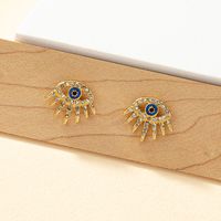 Fashion Devil's Eye Alloy Enamel Plating Inlay Rhinestones Women's Ear Studs 1 Pair main image 4