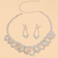 Women's Luxury Fashion U Shape Tassel Alloy Rhinestone Earrings Necklace Jewelry Set Plating Diamond Rhinestone main image 4