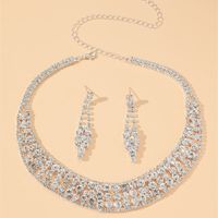 Women's Luxury Fashion U Shape Tassel Alloy Rhinestone Earrings Necklace Jewelry Set Plating Diamond Rhinestone main image 8