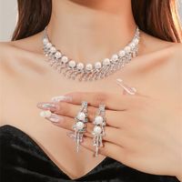 Women's Luxury Fashion U Shape Tassel Alloy Rhinestone Earrings Necklace Jewelry Set Plating Diamond Rhinestone main image 7