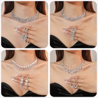 Women's Luxury Fashion U Shape Tassel Alloy Rhinestone Earrings Necklace Jewelry Set Plating Diamond Rhinestone main image 1