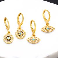 Fashion Devil's Eye Copper Gold Plated Zircon Drop Earrings 1 Pair main image 1